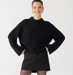 J. Crew Chunky Crewneck Sweater in Supersoft Yarn Black BV359 Size M